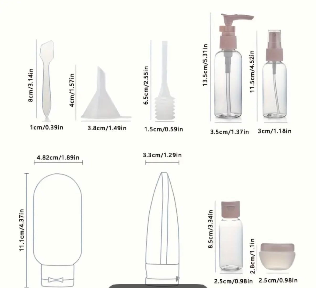 Kit de Viaje 11 Piezas – Contenedores Rellenables